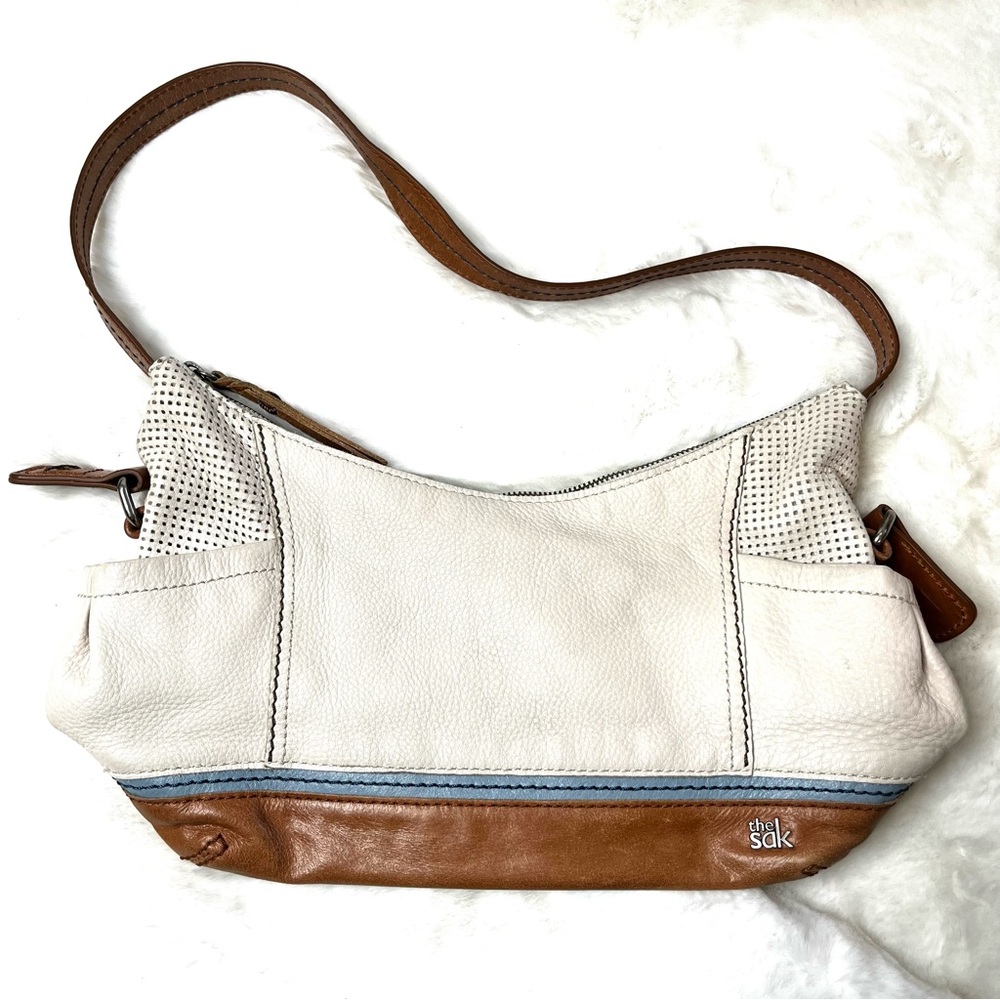 The Sak Cream & Brown Leather Hobo Handbag- Great condition